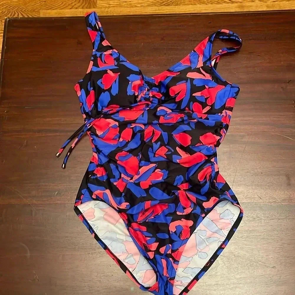 Aqua green red blue and black raunch side size large
